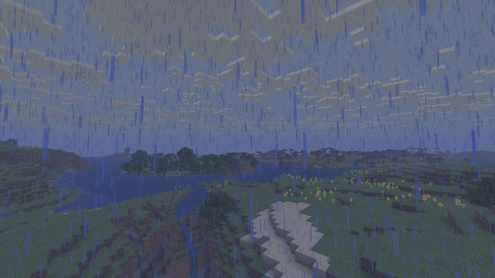 Gameplay mechanics such as fog and rain have been modified in the 25w20a snapshot (Image via Sportskeeda Gaming || Mojang Studios)